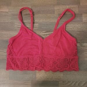 Aerie Red Lace Bralette Size Medium